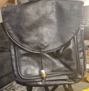 Saxoline Black Leather Backpack